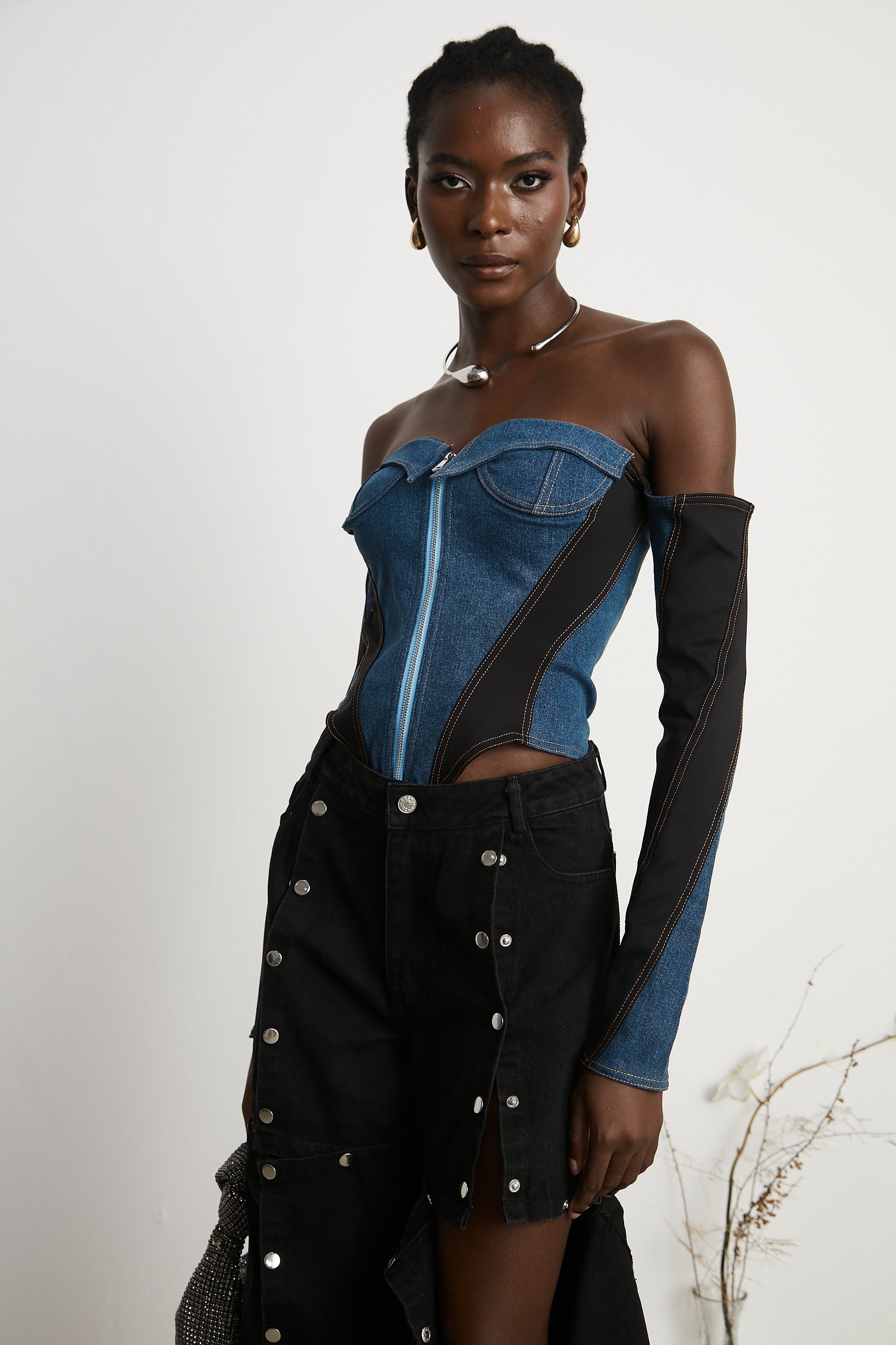 Melina Korse Denim Bodysuit