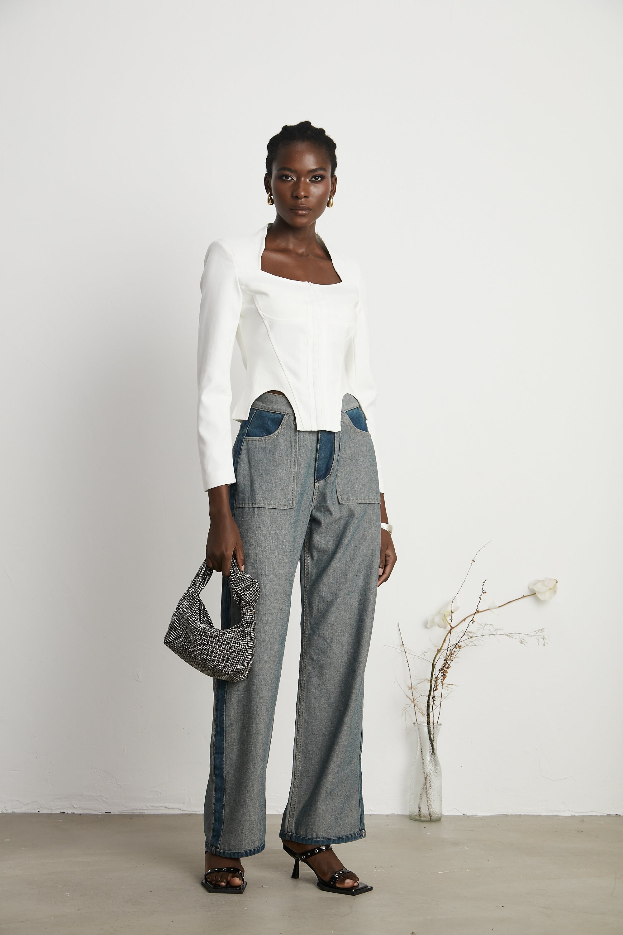 Clothilde Geniş Paça Panelli Jean Pantolon