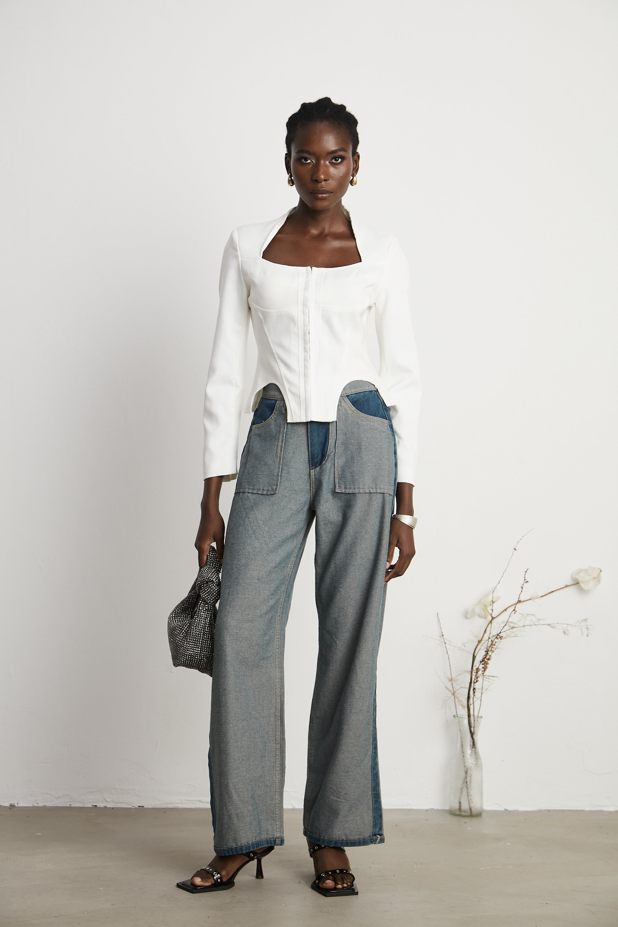 Clothilde Geniş Paça Panelli Jean Pantolon