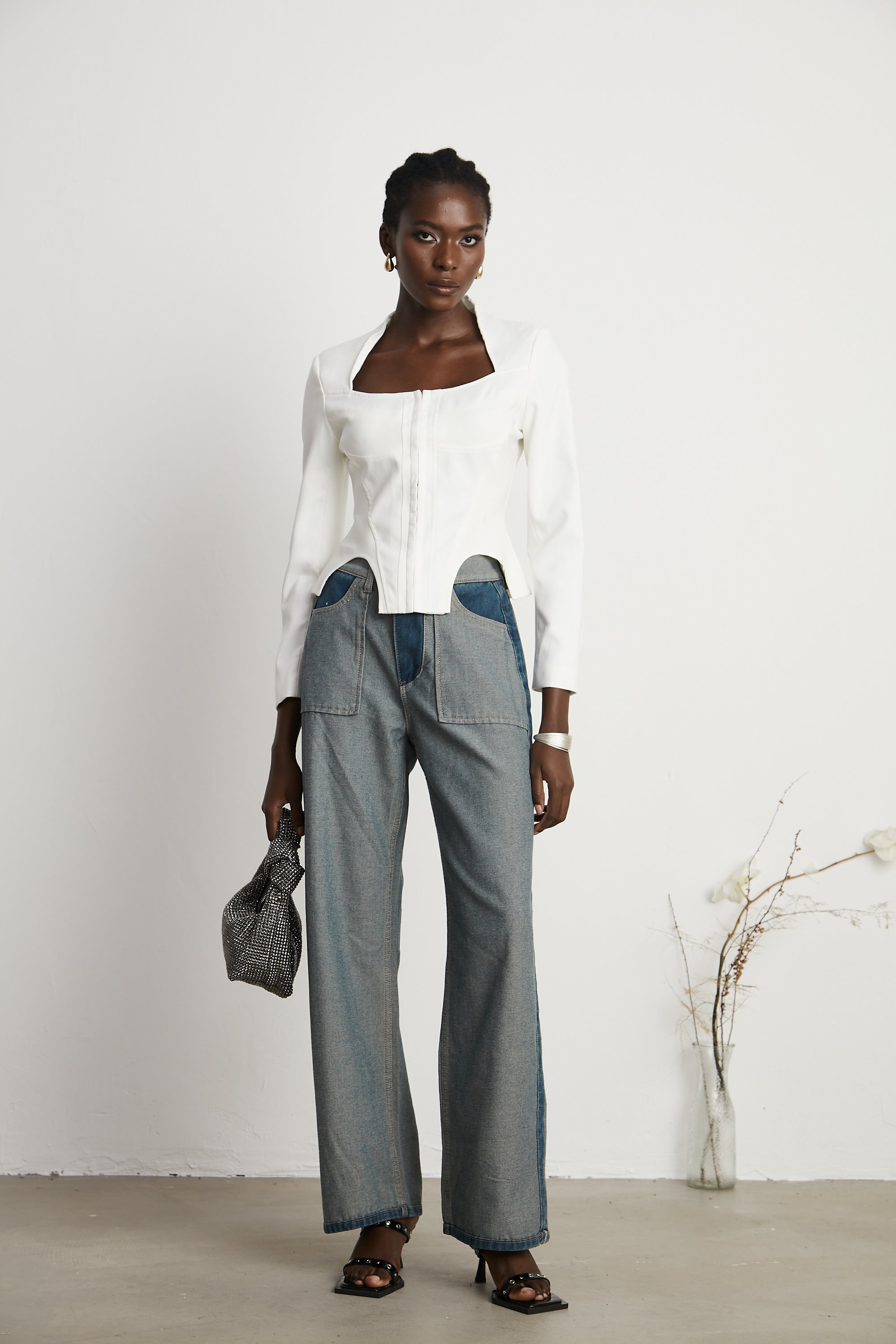 Clothilde Geniş Paça Panelli Jean Pantolon