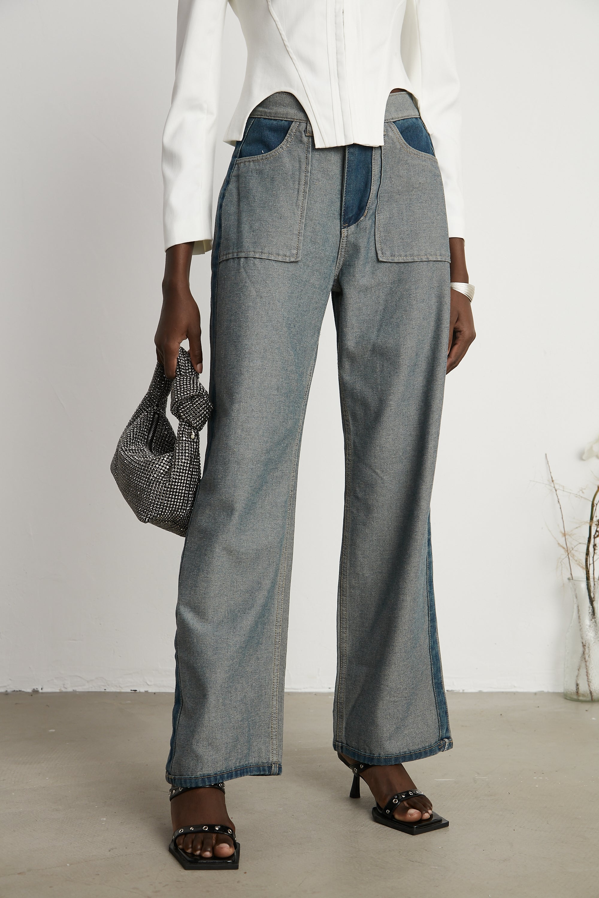 Clothilde Geniş Paça Panelli Jean Pantolon