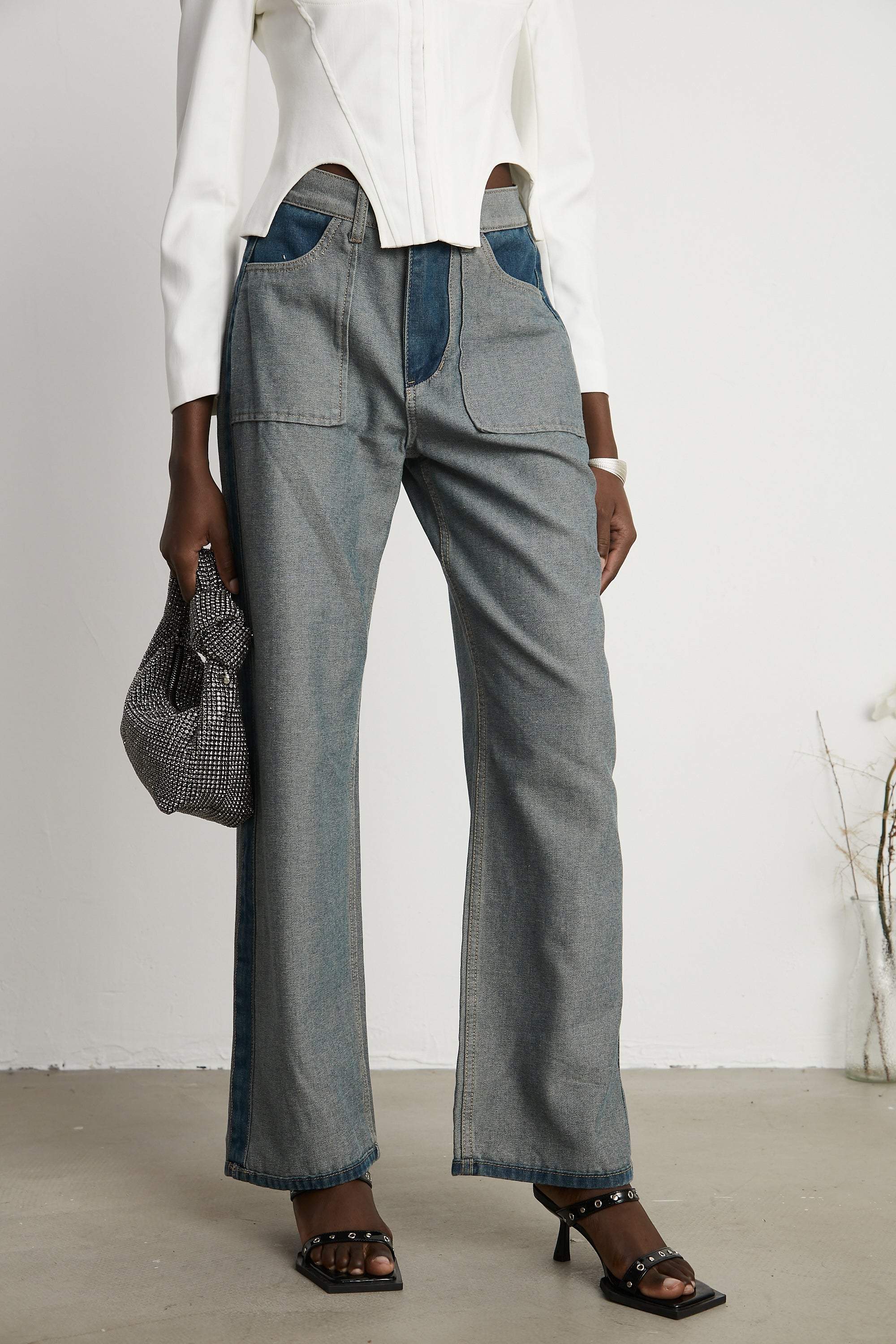 Clothilde Geniş Paça Panelli Jean Pantolon