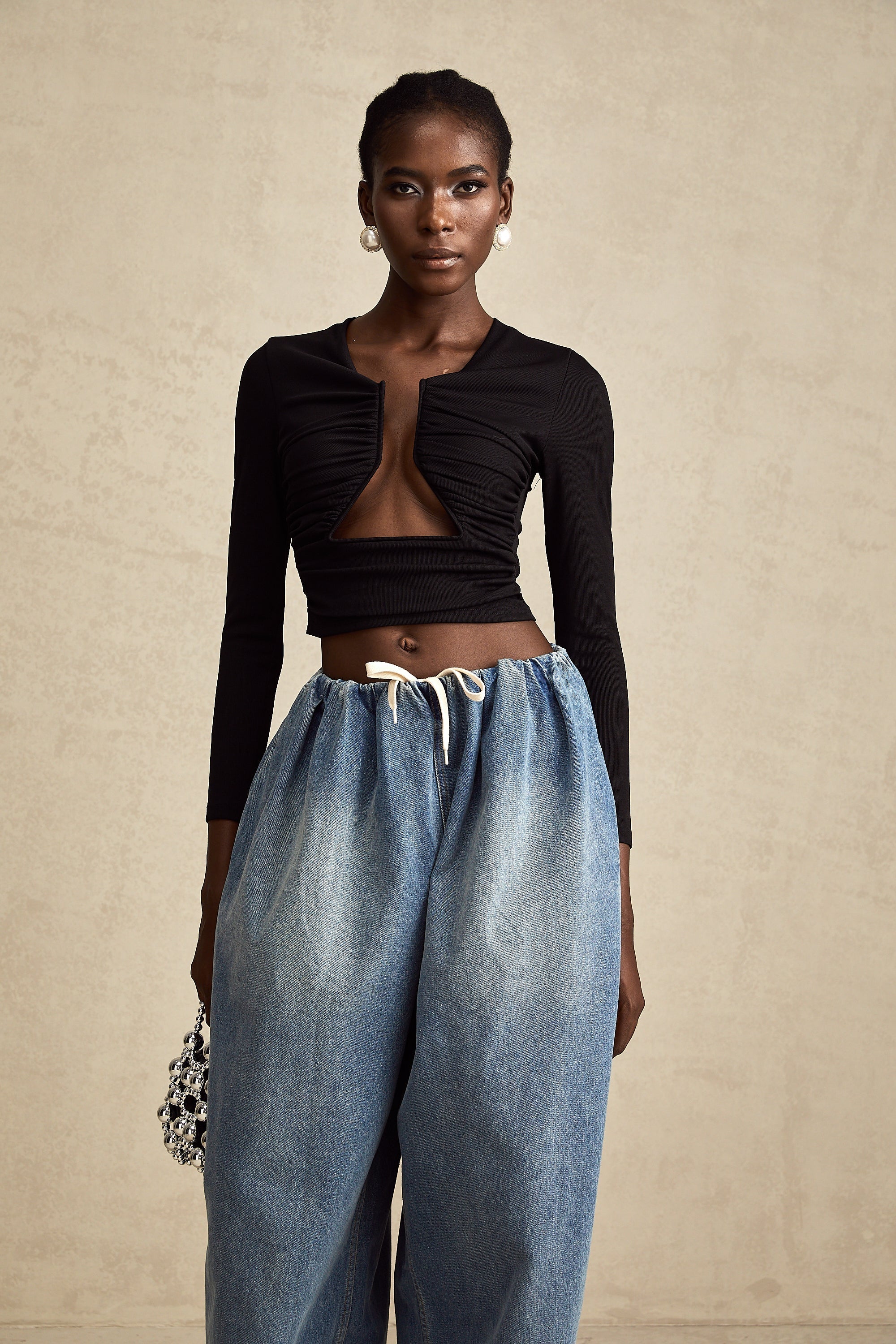 Eulalie Mavi Pilili Alçak Denim Pantolon