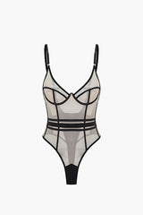 File Şeffaf Sırt Dekolteli Kolsuz Bodysuit