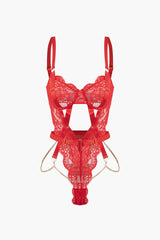 Metalik Zincir Detaylı Dekolteli Büstiyer Bodysuit