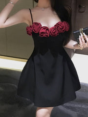 3D Rose Piping Pluffy Abiye Dress