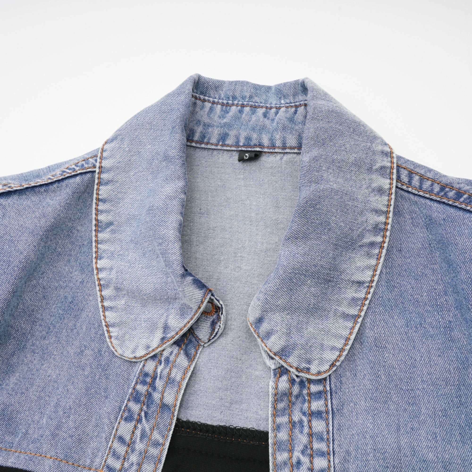 Nala Jarse Panelli Denim Üst Ve Etek Uyumlu Set