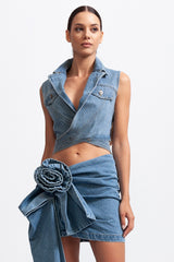 Asimetrik Denim Yelek