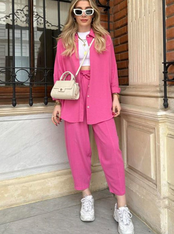 Oversize Gömlek Yüksek Bel Pantolon Takım