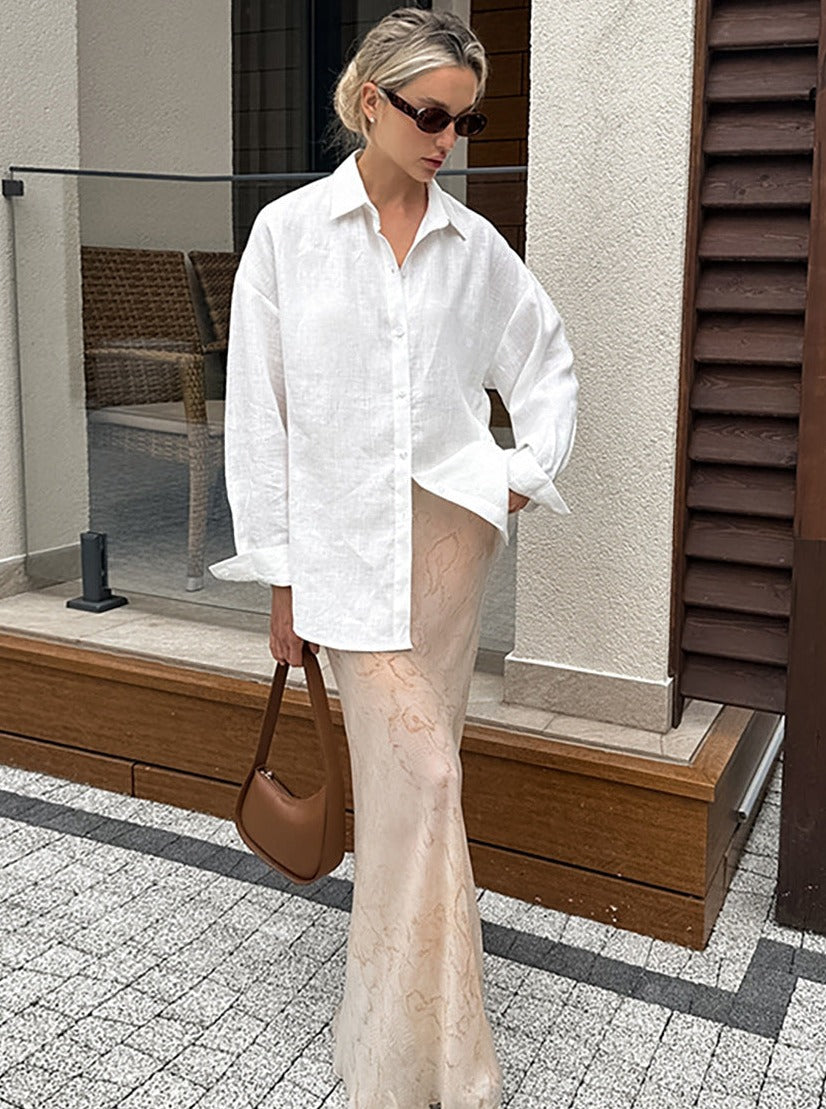 Zari Uzun Kollu Oversize Gömlek
