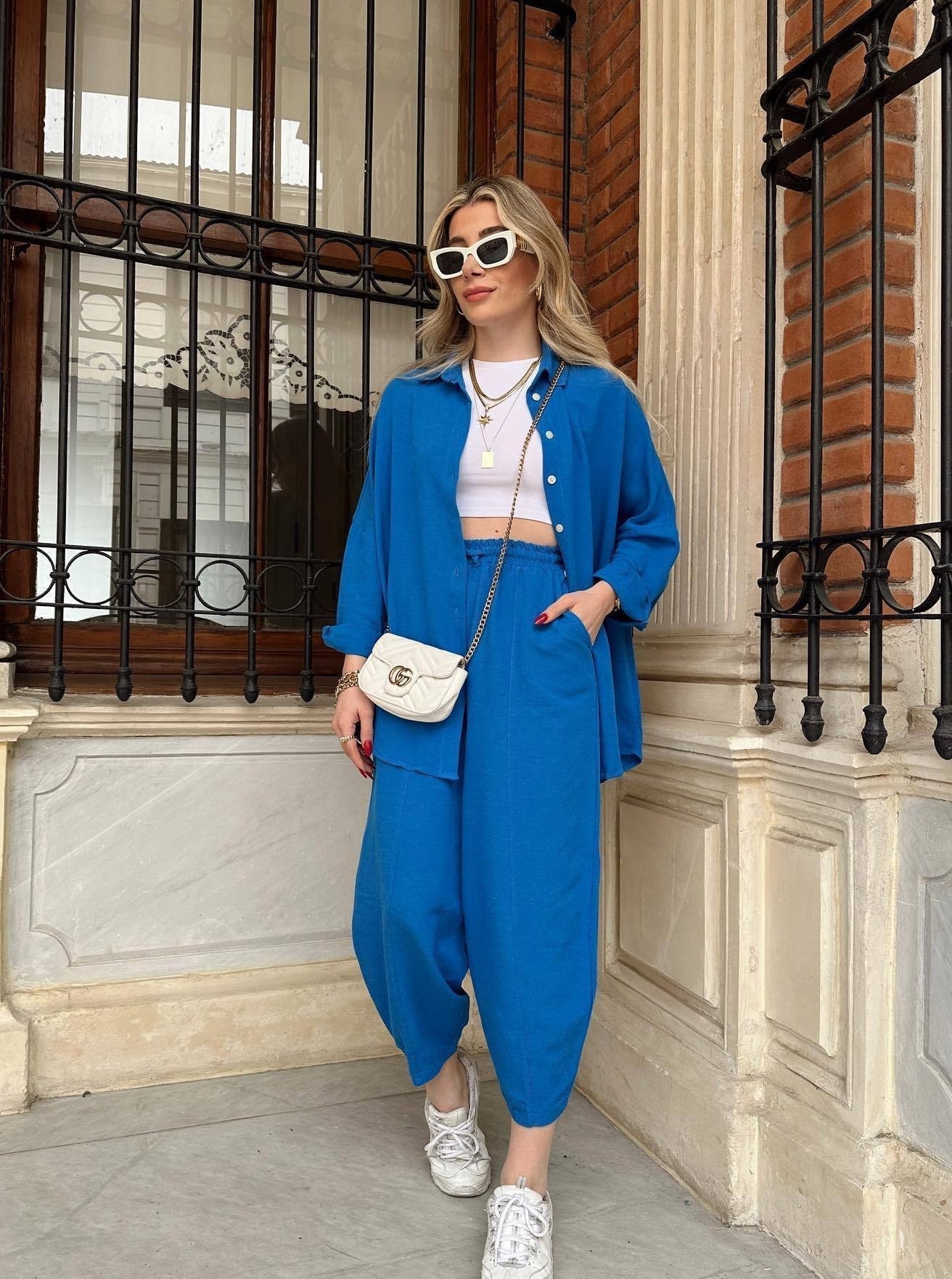 Oversize Gömlek Yüksek Bel Pantolon Takım