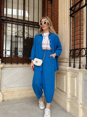 Oversize Gömlek Yüksek Bel Pantolon Takım