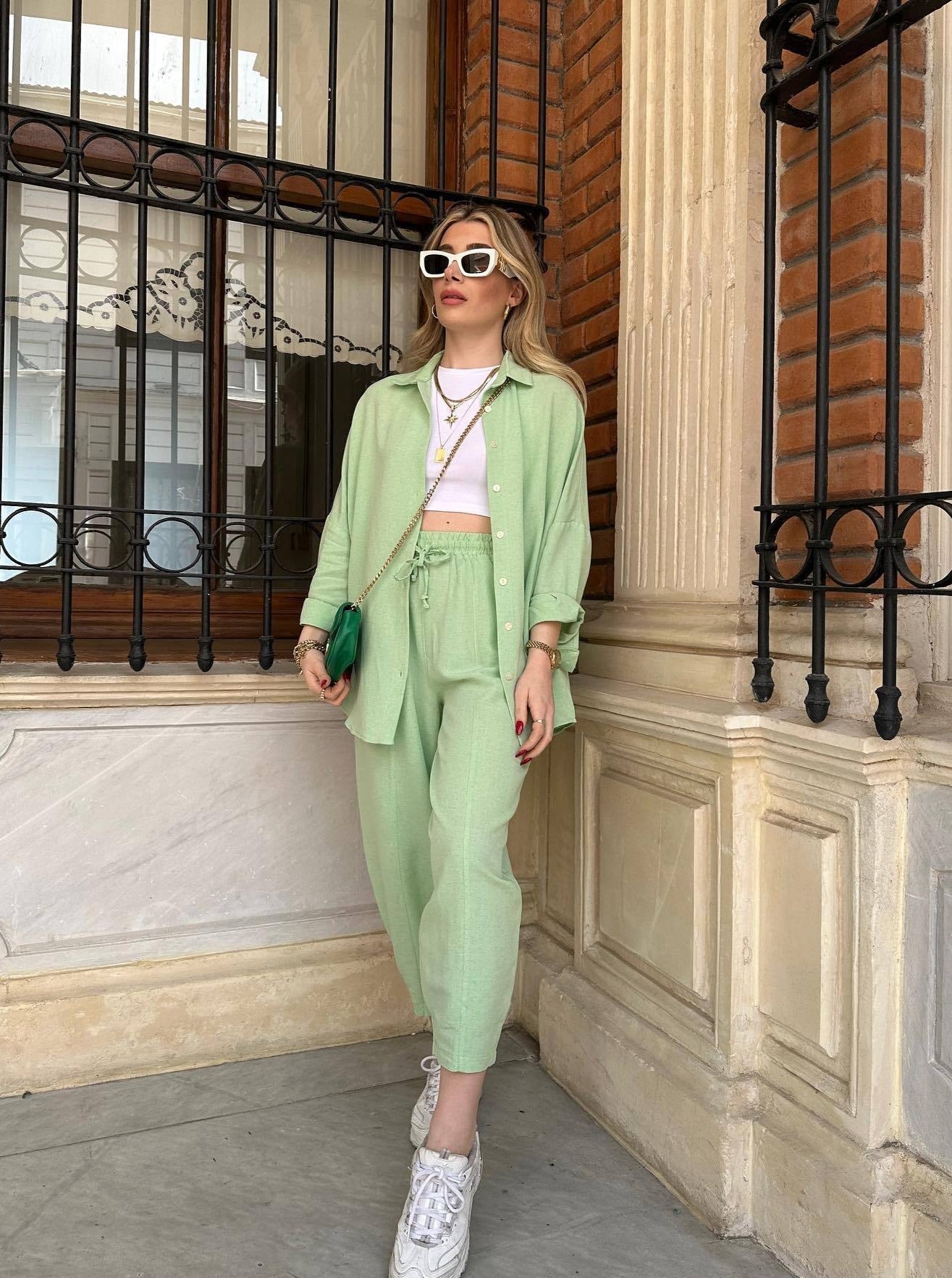 Oversize Gömlek Yüksek Bel Pantolon Takım