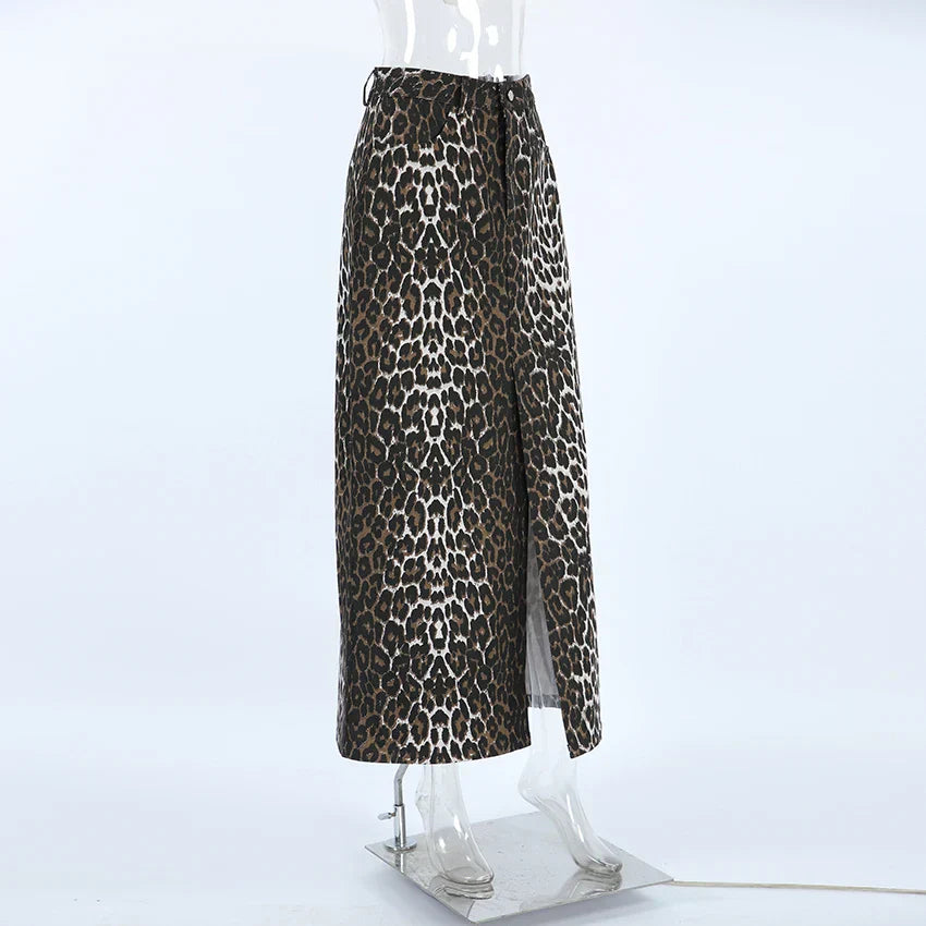 Leopar Baskı Maxi Etek